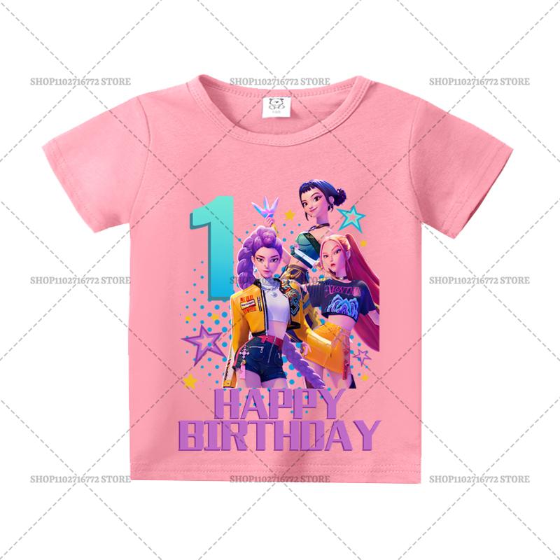 KPop Demon Hunters Children Clothing Fans Gift Birthday Number Girl 2025 Hot Movie Baby Tops Summer Short Sleeve Fashion T Shirt
