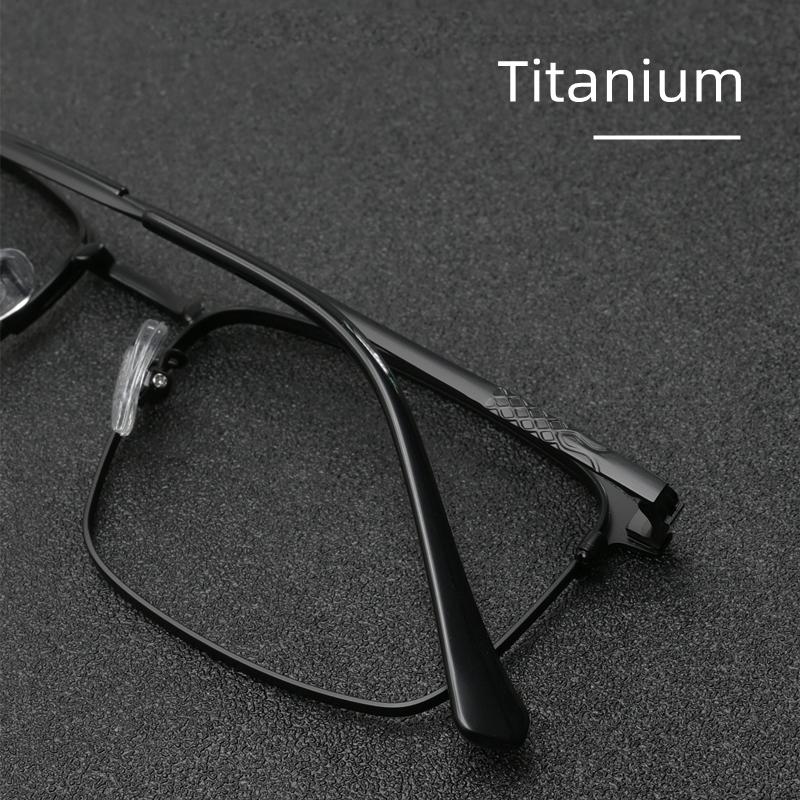 High Quality Ultralight Retro Pure Titanium Metal Anti Blue Light Reading Glasses For Men'S Square Presbyopia Glasses