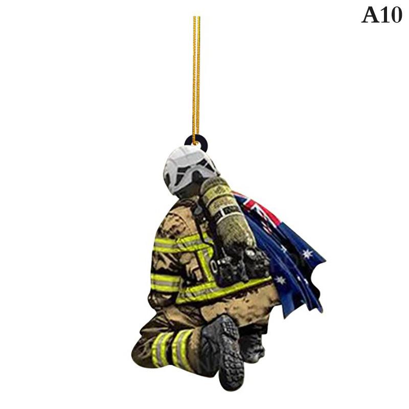 2D Christmas Firefighter Pendant Christmas Pendant Dwarf Car Pendant Statue Craft Party Accessories Decoration new year 2025