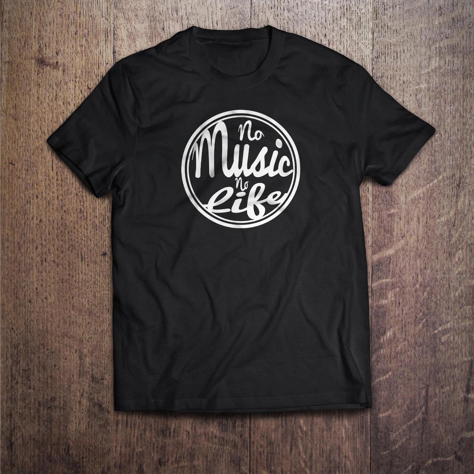 No Music No Life Funny Inspirational Novelty Black Graphic T-Shirt Great Gift 2XL