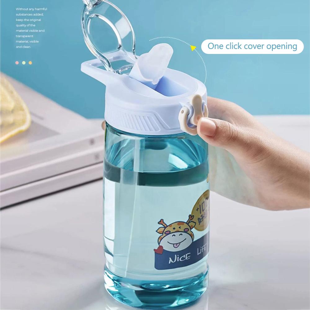 550ML Dinosaur Plastic Cup Cartoon Children Water Bottles With Straw Student Kids Water Cup Lightweight To Carry Drinking Bottle Drinkware