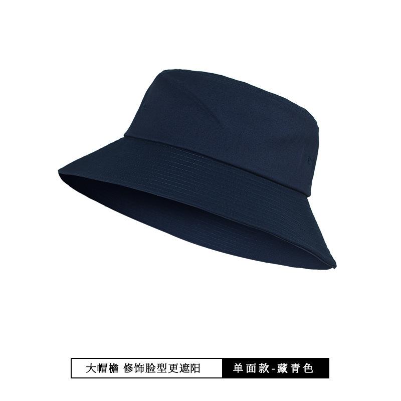 Black Bucket Hat Men's Summer Hat Sun Hat Women's Big Head Circumference Sun Protection Double-sided Men's Sun Hat Thin