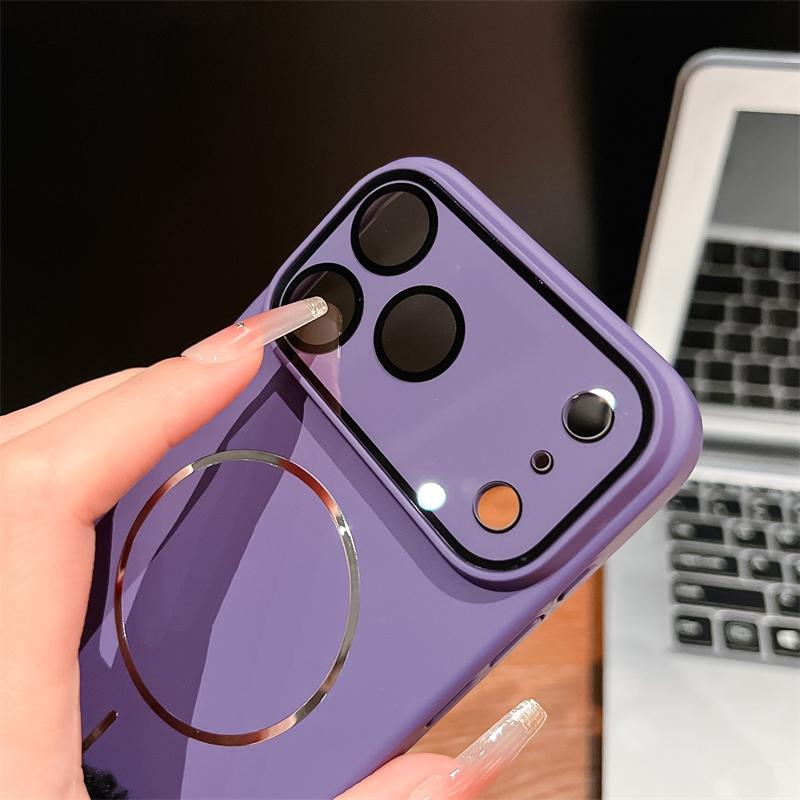 Ultrathin PC Metal Ring Magnetic For Magsafe Matte Case For iPhone 17 16 15 14 13 12 11 Pro Max Glass Lens Protection Hard Cover