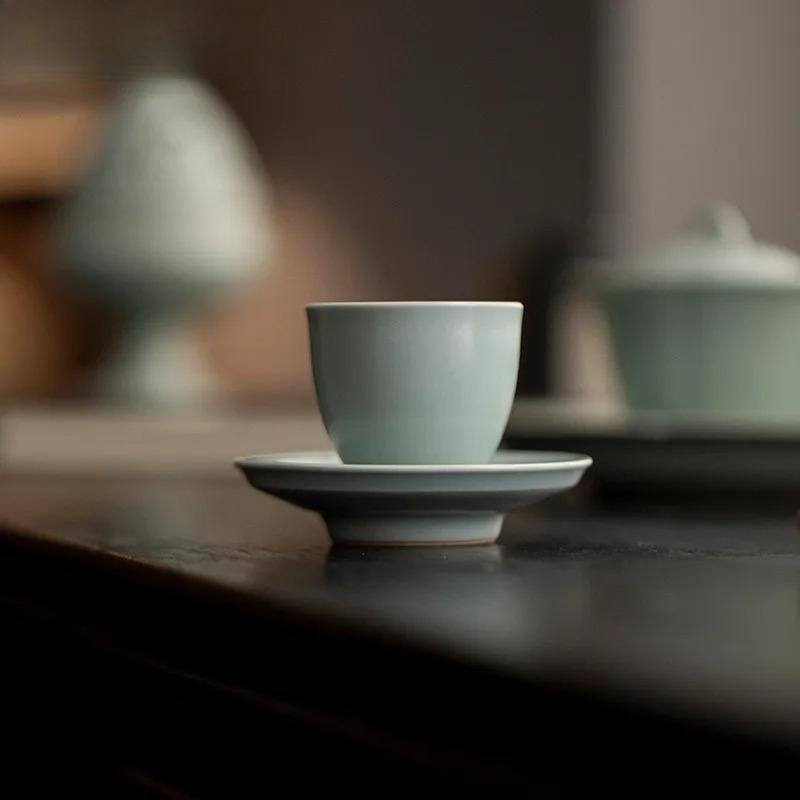 40ml Yaozhou Kiln Teacup Japanese Tea Bowl Tea Cup Set Tea-tasting Fragrance Cup Jianzhan Master Cups Teaware Collection Saucer