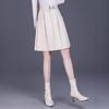High-Waisted A-Line Leather Skirt for Women, Autumn/Winter, Pleated Lambskin Midi Skirt, Age-Defying & Classic Design