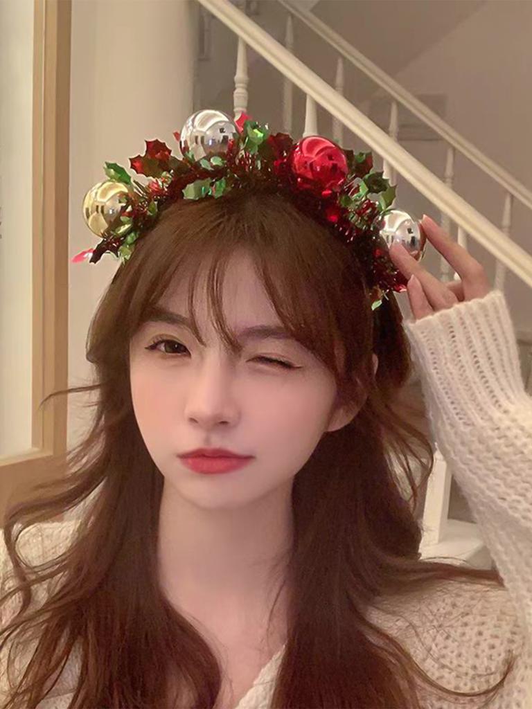 1Pcs Christmas Headband Christmas Ball Headbands  Hair Hoop Christmas Costume Props Christmas Hair Accessories for Women Adults