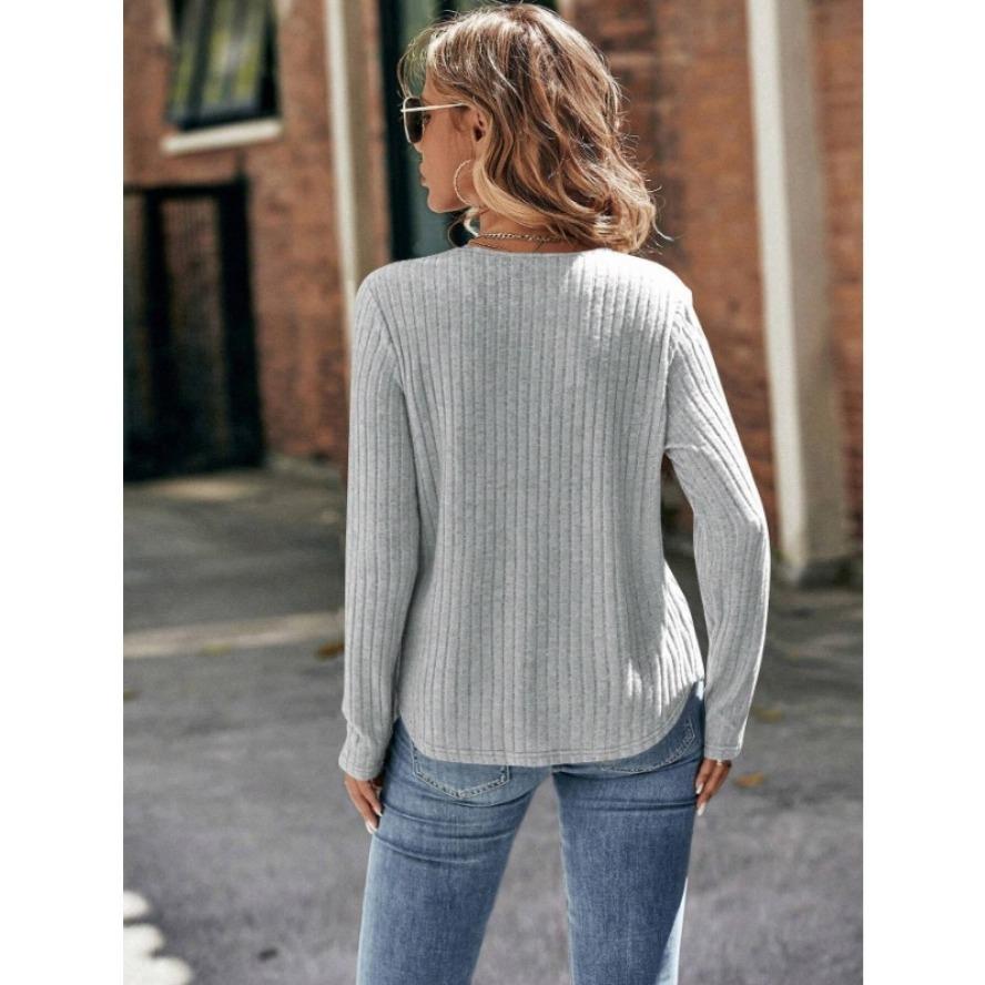 YYFS Women's Fashion Casual Spring Autumn Solid Color Print Long Sleeve O-Neck Blouses & Shirts