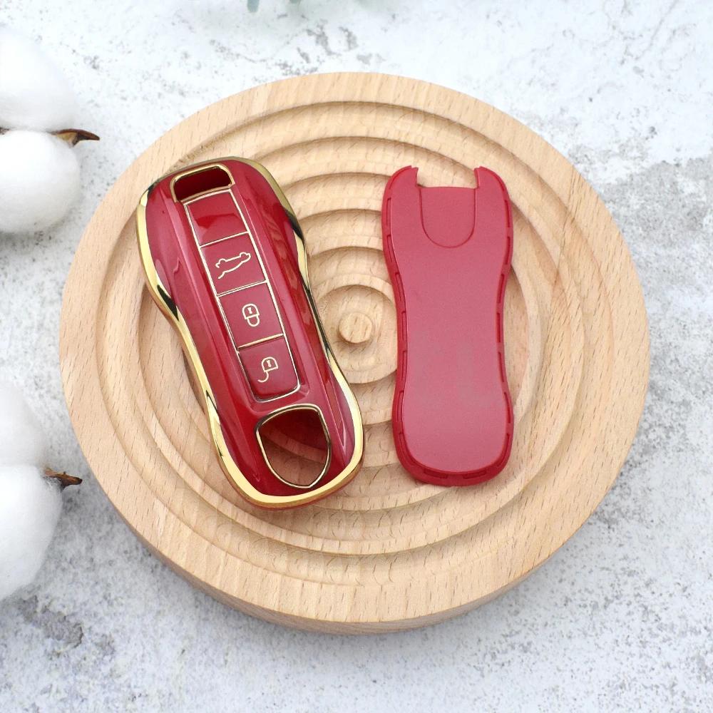 Soft Tpu Car Key Cover Case Bag For Porsche Macan 911 Panamera Cayenne Carrera Taycan Fob Shell Holder Protector Accessories