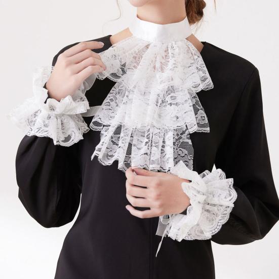 Nákrčník s krajkovou výšivkou Retro styl Vícevrstvý design Palácový límec Zimní Venkovní Cyklistika Všestranný Módní Doplněk