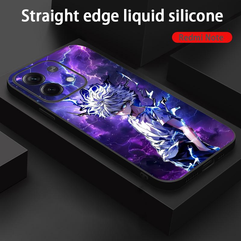 Killua Zoldyck Hunters X H Pattern Phone Case For Redmi Note 14 13 12 11 Pro Plus S 5G 14C A3 Soft Black Phone Cover
