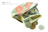 Uni Made in Futago Japanese Clasp Wallet (0224) Seni, Japan, Chirimen, Pattern, 3.3-inch Drop-Shaped [Modern Camellia/Ivory]