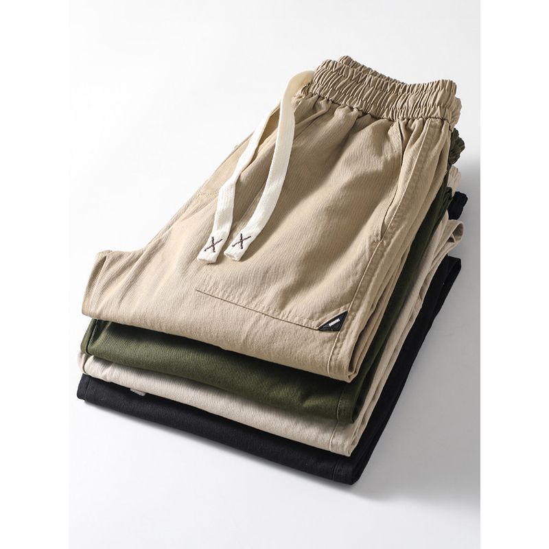 Trendy Retro Pure Cotton Jogger Pants Autumn Straight Cargo Pants