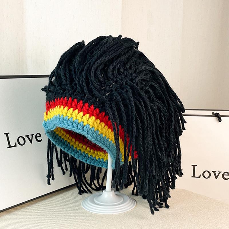 Reggae-Inspired Knit Hat Wig: Unisex Fashion with Dreadlock Style