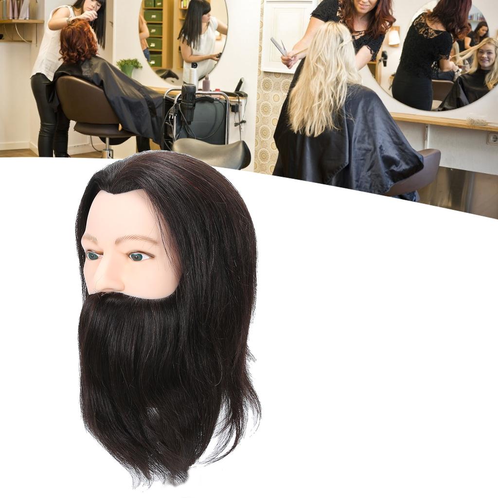 Salon Male Mannequin Head Human Hair Practice Hairdressing Training Head for Styling