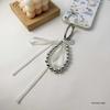 Korean-Style Bow Car Keychain with High-End Silver Bead Ribbon Pendant