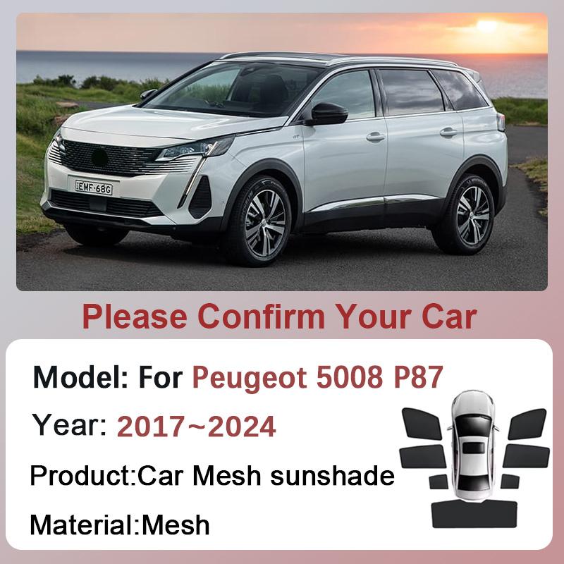 Car Mesh Sunshade For Peugeot 5008 P87 MK2 2017~2024 Magnetic Window Visor Sunscreen Privacy Curtain Auto Shading Accessories