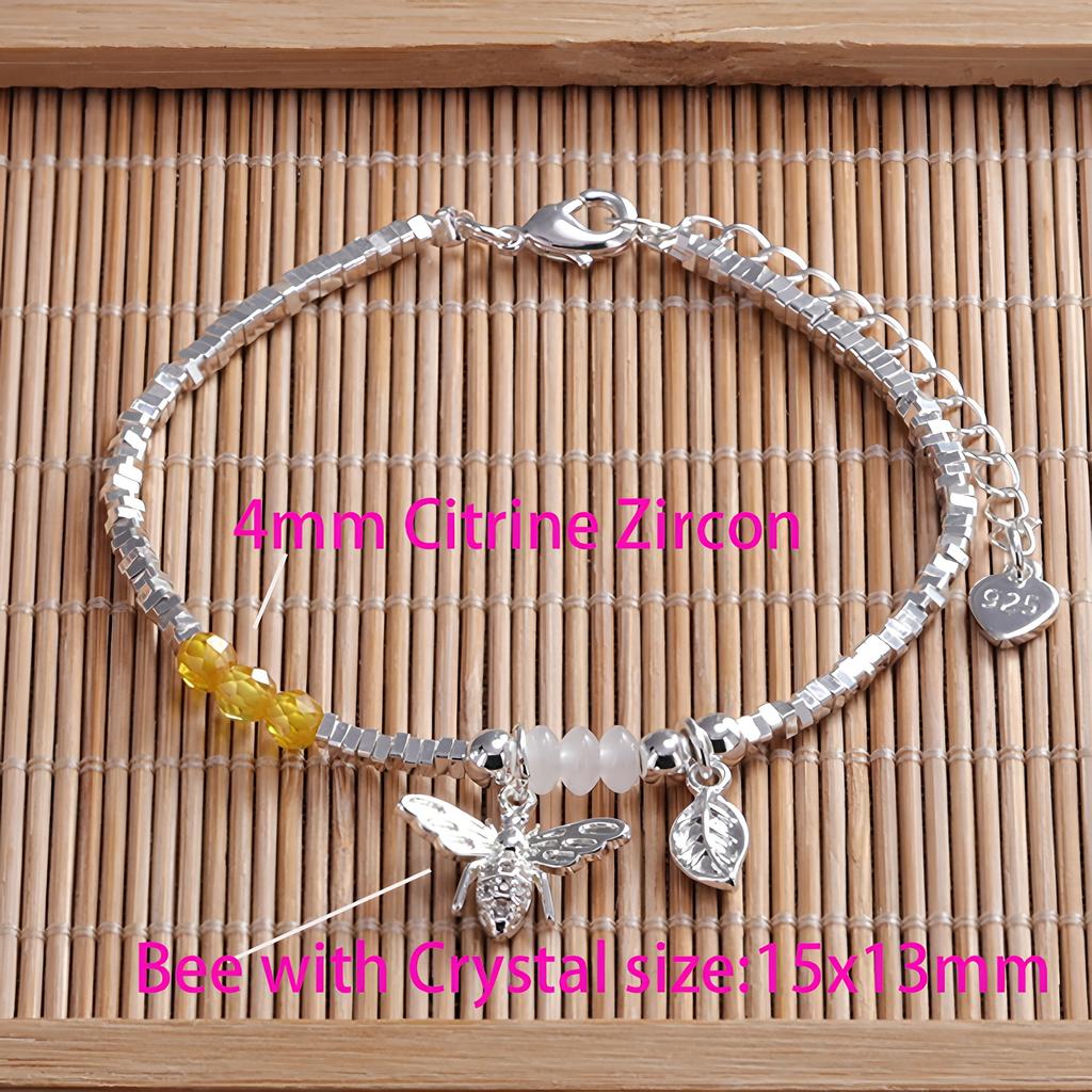 925 Silver Zircon Love Heart Bracelet For Women Bowknot Stars Bead Snake Bone Chain Jewelry Gift Dropship