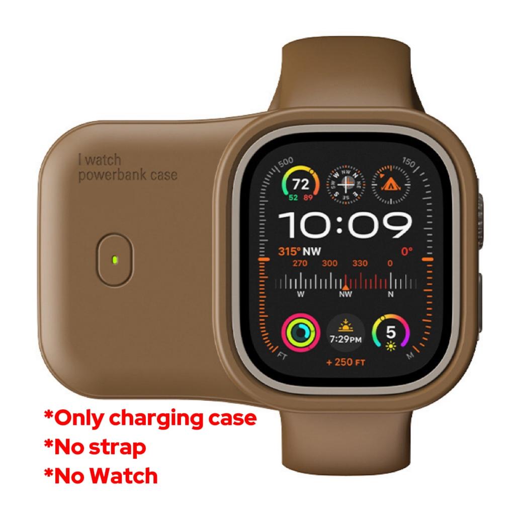 

Портативное беспроводное зарядное устройство 1200 мАч Power Bank для Apple Watch 9 8 7 6 5 4 SE Ultra для iWatch Чехол для быстрой зарядки For Apple Watch 49mm коричневый