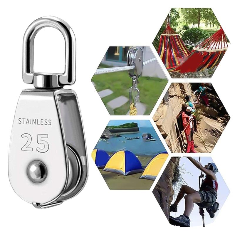 2 Stück M25 Edelstahl Drahtseil Kräne Doppel-Flaschenzug Hebekrane Wirbelhaken Einzel-Flaschenzug Hängender Draht