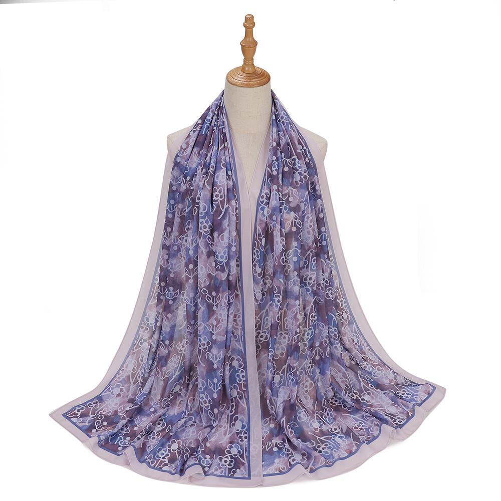 New Designs Printed Hijab Chiffon Scarfs For Women Scarves Muslim Fashion Turbans Malaysian Muslim Hijabs Wraps Ramadan Turban