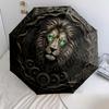 Black Lion Pattern, Automatic Folding Umbrella, Portable and Foldable Design, 8 Ribs, a Christmas or Birthday Gift.
