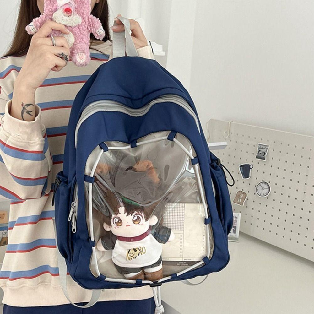 Large Capacity Doll Display Storage Bag Schoolbag Transparent Backpack Cotton Doll Ita Bag  Student