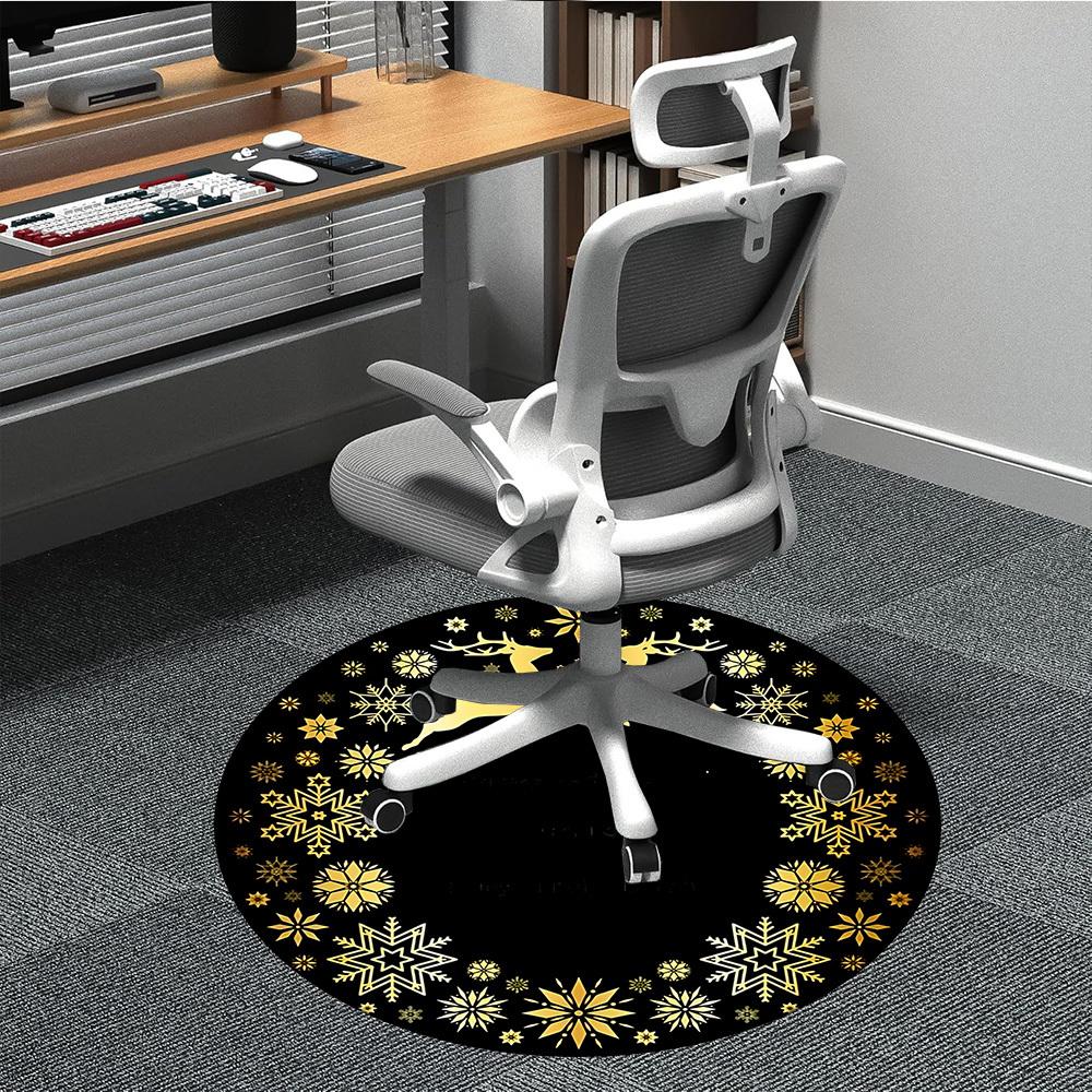 1pc Winter Wonderland Chair Carpet for Office, Indoor Non Slip Washable Polyester Fiber Carpet,