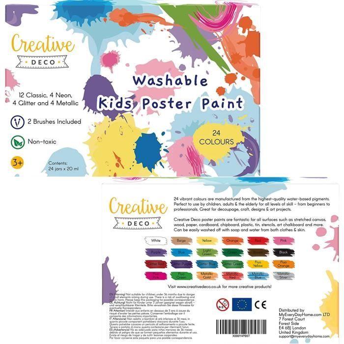 Peinture Enfant Lavable Doigt Creative Deco | 24x20ml | Multicolore | Non-Toxique