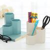 Stojan na pera 3 přihrádky Šestihranný Multifunkční Kbelík na uložení štětců na make-up na stůl Modrý