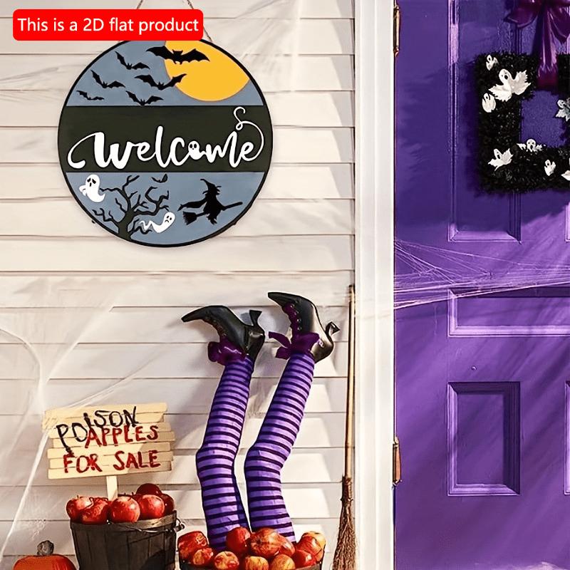 2d Flat 20*20cm, Popular Home Decoration Halloween Ghost, Wooden Circular Logo Creative Decorative Plaque, for Home, Kitchen, Garden, Bedroom, Bar