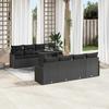 9 Piece Garden Sofa Set with Cushions Black Poly Rattan
