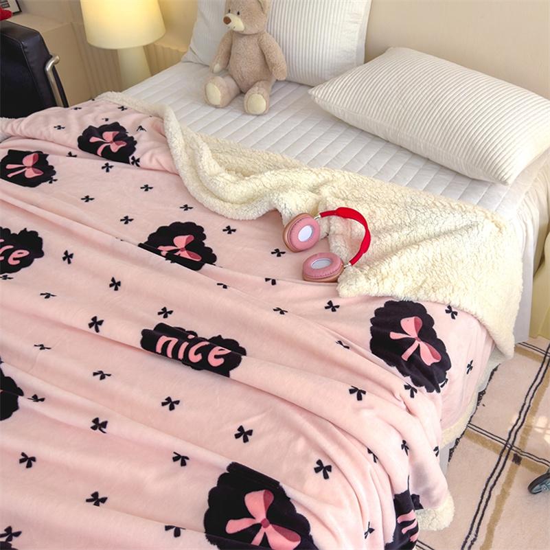 Thicken Warm Cartoon Blanket Comfortable and Skin-friendly Throw Blankets Velvet Bed Cover Cute Bedspreads for Bed Sofa Couch