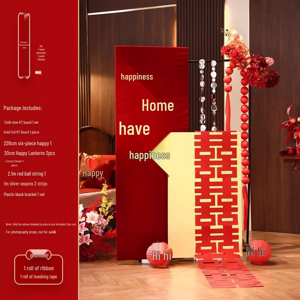 Complete Wedding Room Decoration Set: Non-Damaging Decor for Bride's Family Living Room and Bedroom