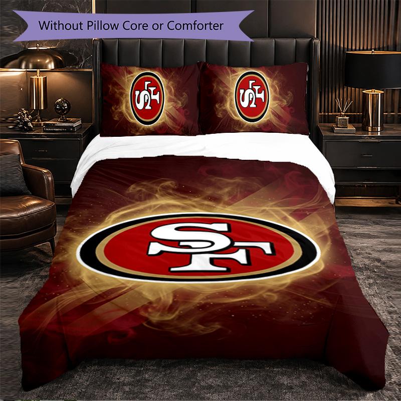 Set Biancheria da Letto in Microfibra con Fantasia San Francisco 49ers 3 Pezzi Copripiumino Decorativo per Camera da Letto Uso Domestico