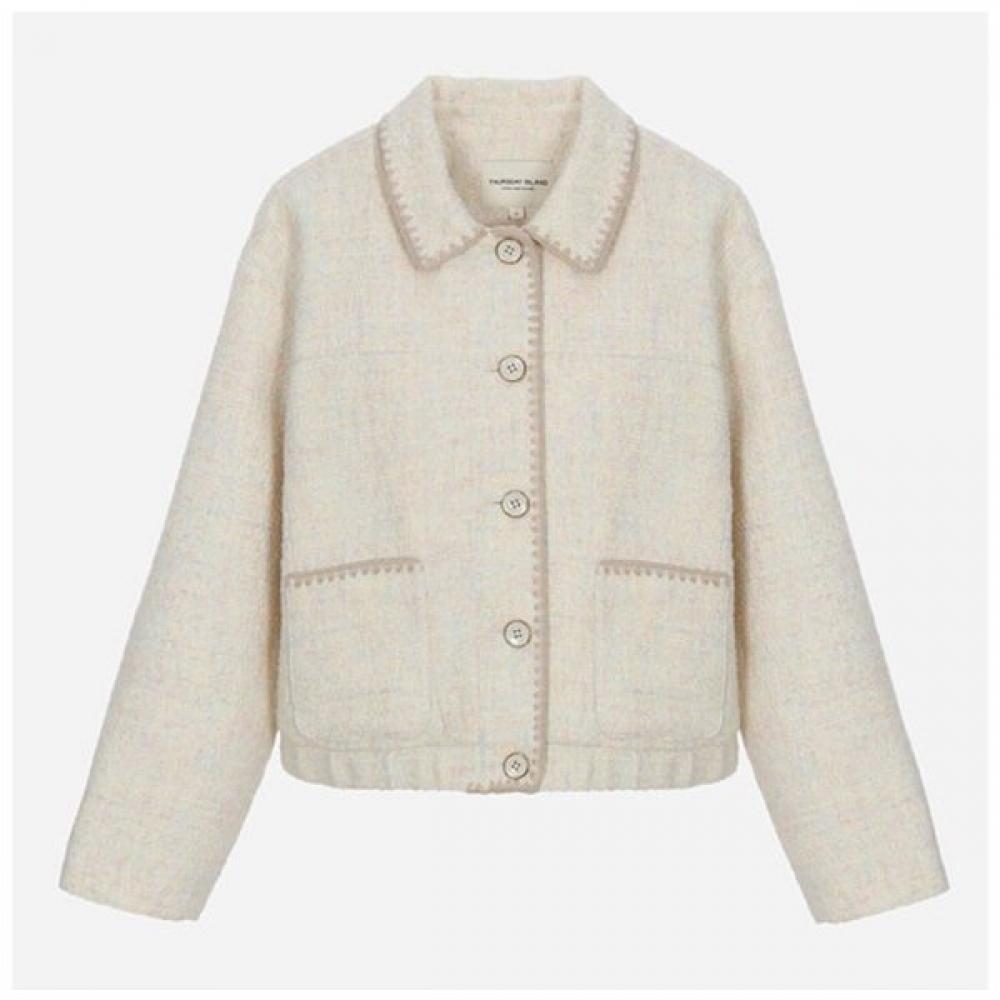 

Thursday Island Shell Embroidery Tweed Jumper T262mjp132w ivory (IV)/M