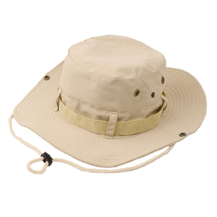 Unisex Outdoor Hat Cotton Fabric Wide Border Adjustable Drawstring Foldable Sun Protecting For Travel Gardening