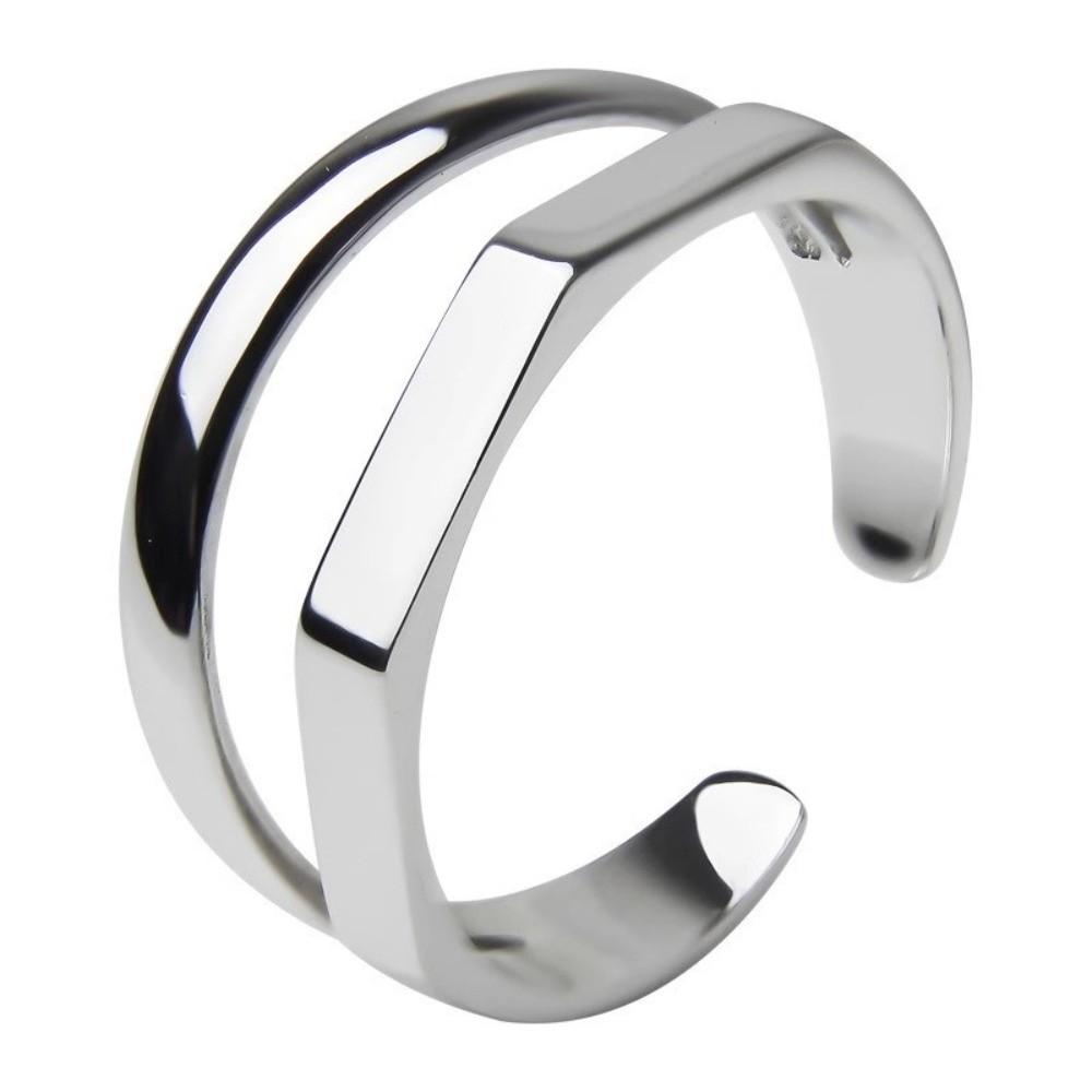 Smooth Line Double-layer Ring Resizable Opening Ring Minimalist Geometry Jewelry  Gifts