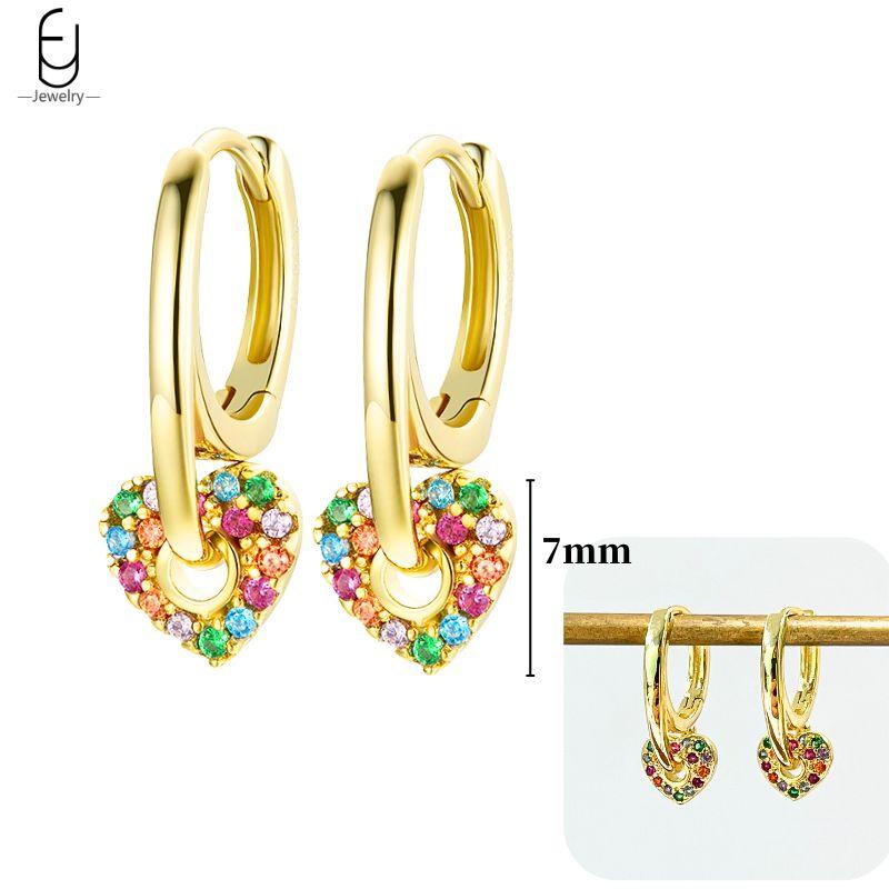 925 Silver Ear Buckles Fashion Hoop Earrings Colorful Crystal Pendants Gold Earring Premium Luxury Women's Jewelry Gift