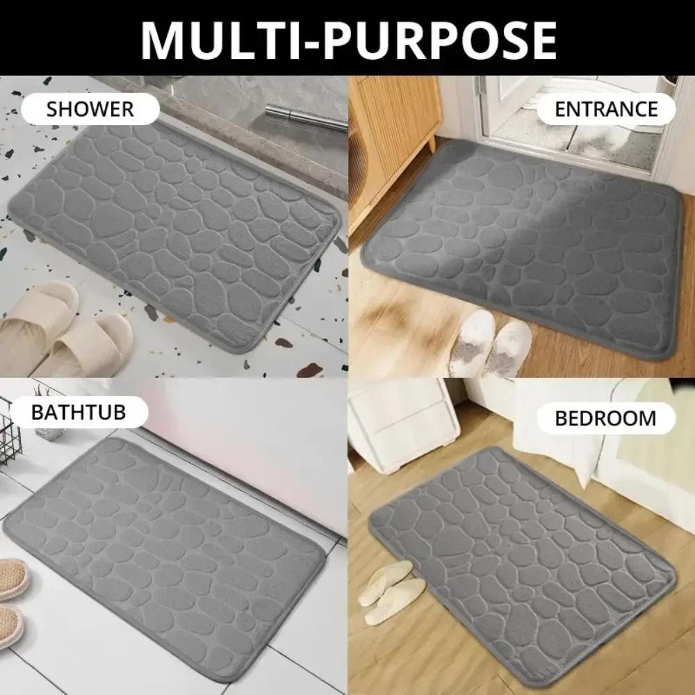 Practical Cobblestone Bath Mat Non-slip Thickened Shower Doormat Absorbent Soft Bathroom Floor Mat