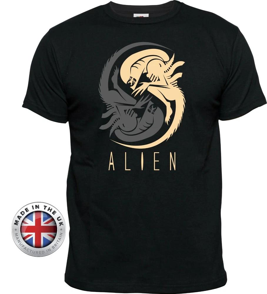 Alien TShirt Yin Yang TShirt Black Printed T Shirt Unisex Or Unisexs Fitted S