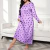 Damen Übergröße Langes Schlafkleid Herzmuster Langarm Nachtwäsche Nachthemd Herbst Locker Nachthemden Gemütliche Loungewear