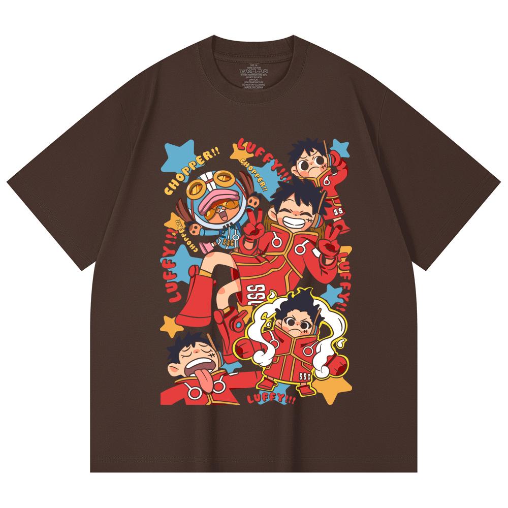 230 g/m² 100% Baumwolle Einteiler V58 Egghead Chibi Print Unisex Schweres Baumwoll-T-Shirt