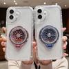For iPhone 16 Clear Case Compatible with MagSafe Gyro Design PC + TPU Phone Cover with Kickstand