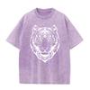 2026 Vintage Black White Tiger Head Line Art Graphic Black Acid Washed T Shirt Retro Wild Animal Oversized Unisex Casual Short S