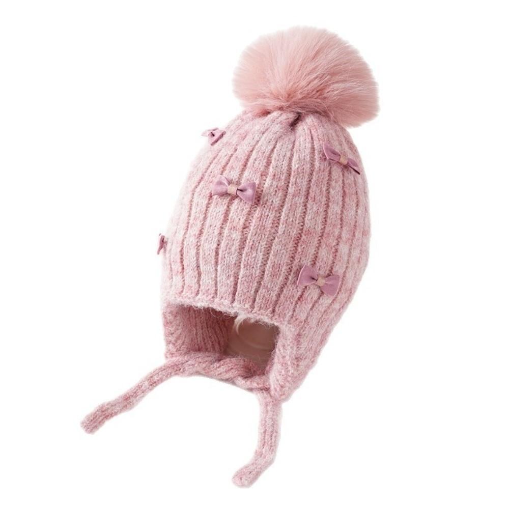 Ears Protection Kids Bonnet Hat Pompom Bows Girl Cap Cute Ears Protection Hat  Autumn
