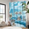 Sea View Wallpape Bathing Curtain  Bathroom Shower Curtain Waterproof With 12 Hooks Home Deco