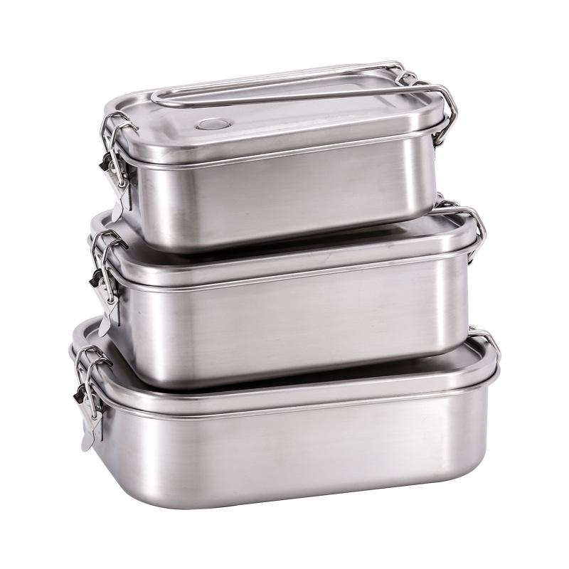 304 Stainless Steel Leak-proof Compartment Lunch Box: Portable, Multi-purpose, Square, Ideal for Students & Office Workers