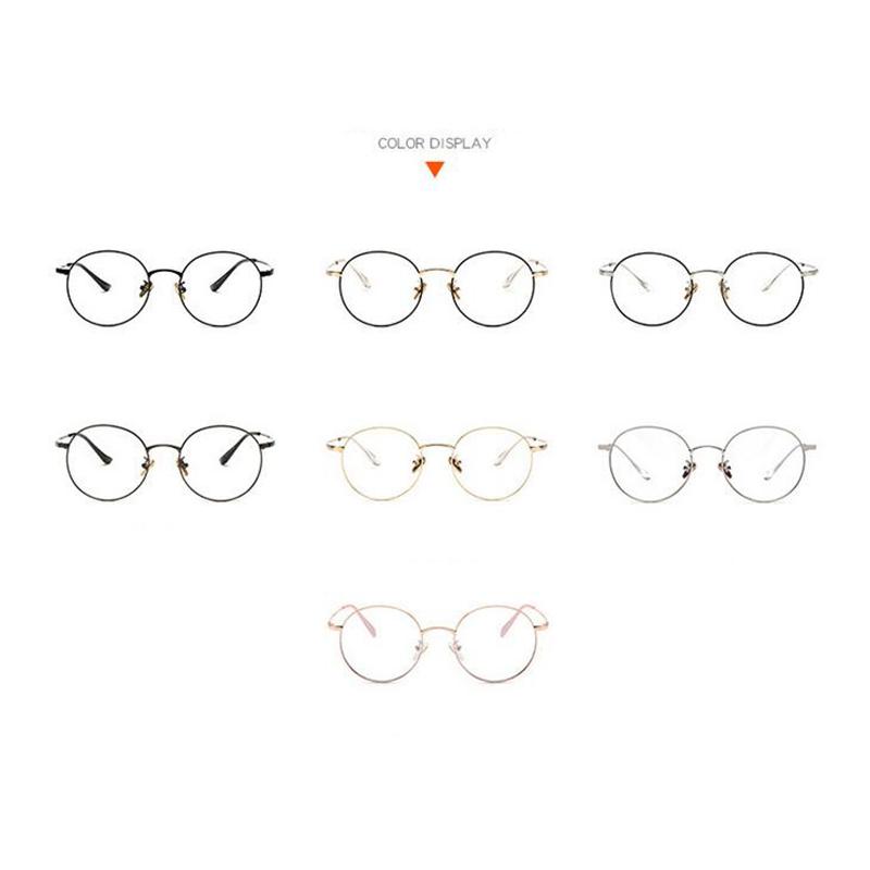 Metal Anti Blue Light Round Prescription Glasses for Women Men Students Myopia 0 to -6.0 Diopters