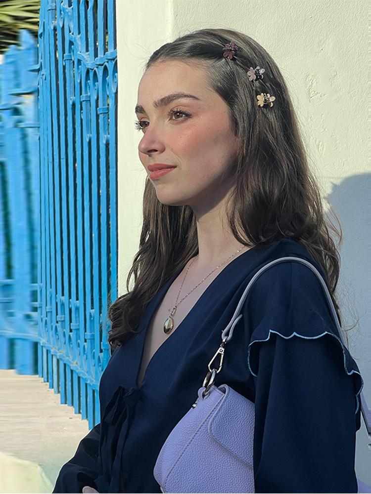 Волнистый принт Контрастная шнуровка Женская блузка с бантом и длинным рукавом Свободные — фото 3