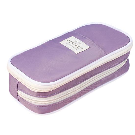 Macaron Pencil Case Big Capacity Pen Organizer Bag Zipper Closure Double Layer Multiple Storage Pencil Bag